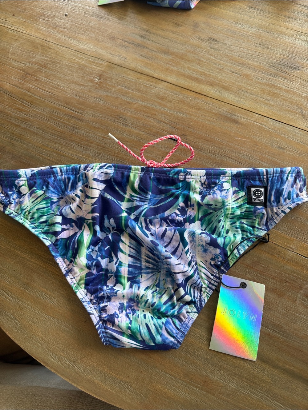 Jolyn Clothing Tropical Leaf Bikini Bottom - Blue, Green, Purple. ANDY style - Picture 3 of 3